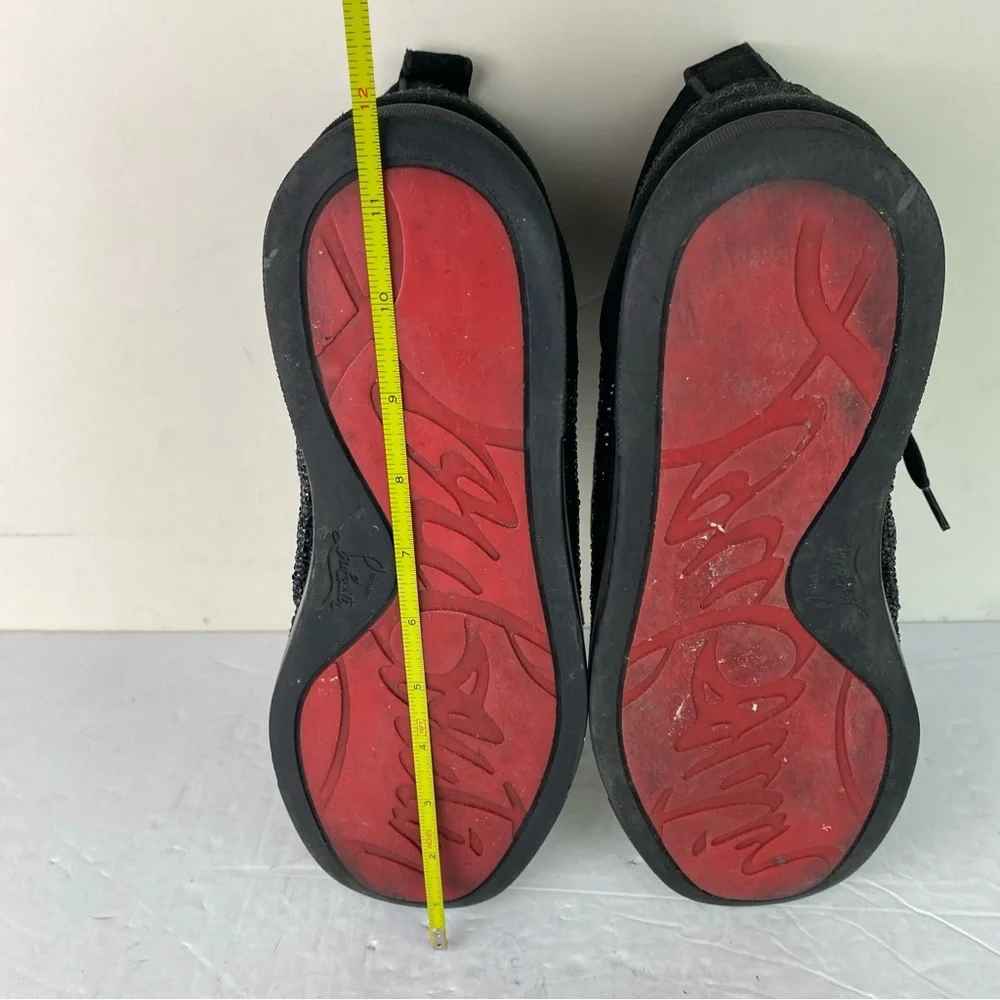 Christian Louboutin Black Suede Chukka Boots with Crystal Toe